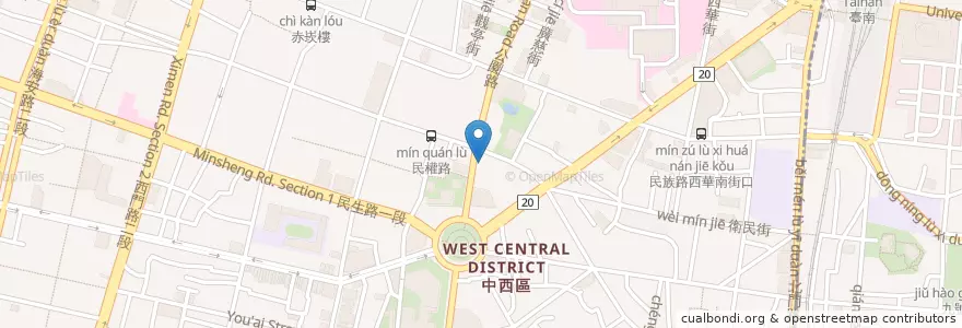 Mapa de ubicacion de 信燒烤 en Taiwan, Tainan, 中西區.