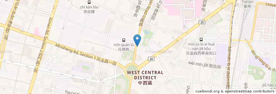Mapa de ubicacion de 點嚐冰魯味 en Тайвань, Тайнань, 中西區.
