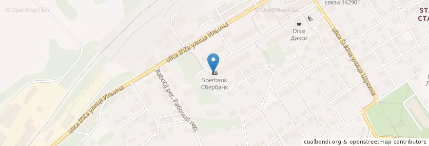 Mapa de ubicacion de Сбербанк en 러시아, Центральный Федеральный Округ, Московская Область, Городской Округ Кашира.