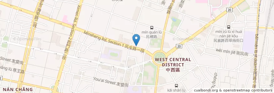 Mapa de ubicacion de 千代藥局 en تايوان, تاينان, 中西區.