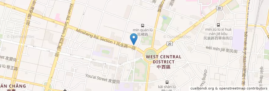 Mapa de ubicacion de 廖健良診所 en Taiwan, Tainan, 中西區.