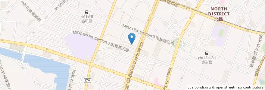 Mapa de ubicacion de 阿朗基公寓 en Taiwan, 臺南市, 中西區.