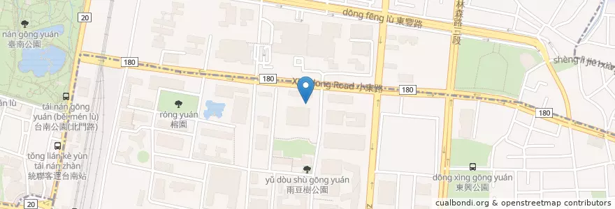 Mapa de ubicacion de 總圖停車場(出入口) en 臺灣, 臺南市, 北區.
