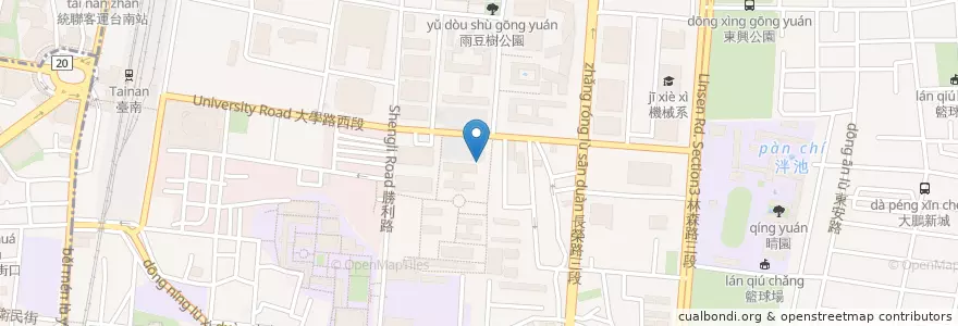 Mapa de ubicacion de k館單車停車場 en Taiwán, 臺南市, 東區.