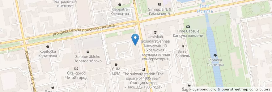 Mapa de ubicacion de Double bar en ロシア, ウラル連邦管区, スヴェルドロフスク州, エカテリンブルク管区.