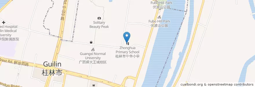 Mapa de ubicacion de 桂林市中华小学 en 中国, 广西壮族自治区, 桂林市.