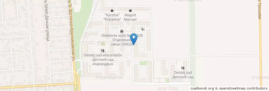 Mapa de ubicacion de Участковый пункт полиции № 2 en Rusia, Южный Федеральный Округ, Краснодарский Край, Городской Округ Краснодар.