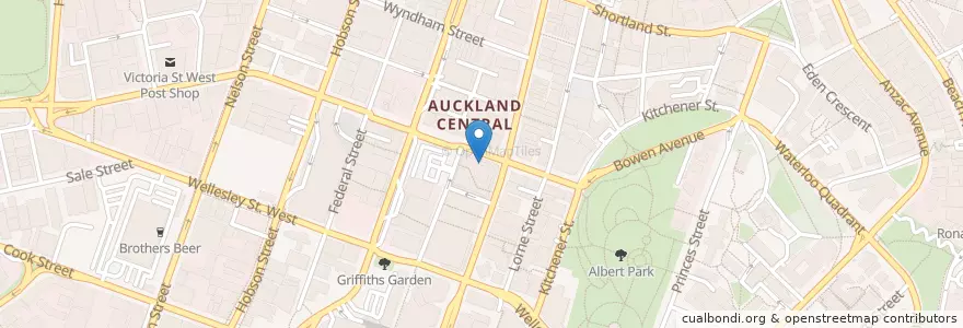 Mapa de ubicacion de Gloria Jean's en Nieuw-Zeeland, Auckland, Waitematā.