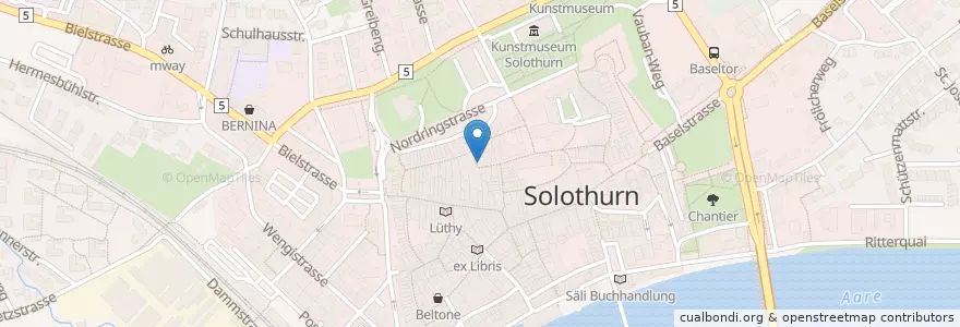 Mapa de ubicacion de Flora mini Beiz en 瑞士, Solothurn, Amtei Solothurn-Lebern, Bezirk Solothurn, Solothurn.