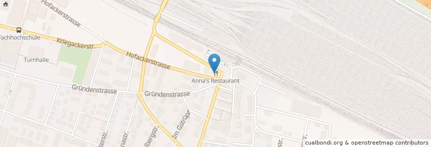 Mapa de ubicacion de Anna's Restaurant en Suisse, Bâle-Campagne, Bezirk Arlesheim, Muttenz.