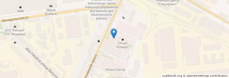Mapa de ubicacion de Столовая К15 en Rusland, Северо-Западный Федеральный Округ, Oblast Leningrad, Sint-Petersburg, Калининский Район, Финляндский Округ.