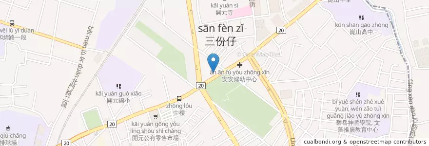 Mapa de ubicacion de 無名虱目魚湯 en 臺灣, 臺南市, 北區.