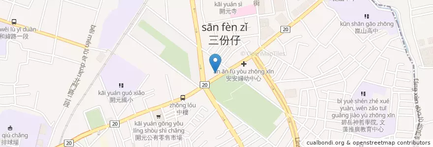 Mapa de ubicacion de 開元紅燒土魠 en تایوان, 臺南市, 北區.
