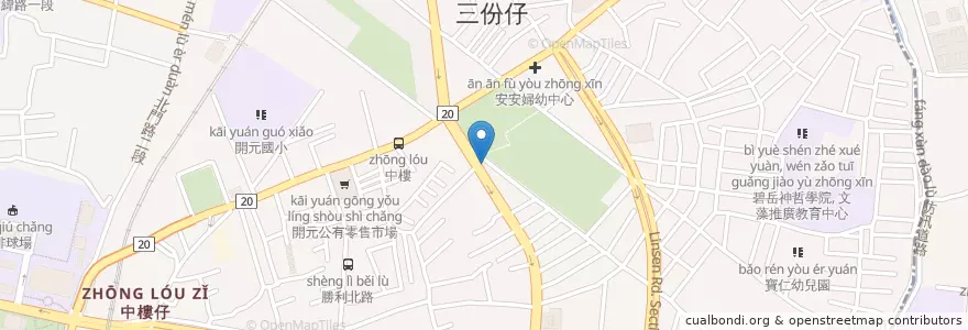 Mapa de ubicacion de 萬伯鹹粥 en 臺灣, 臺南市, 北區.