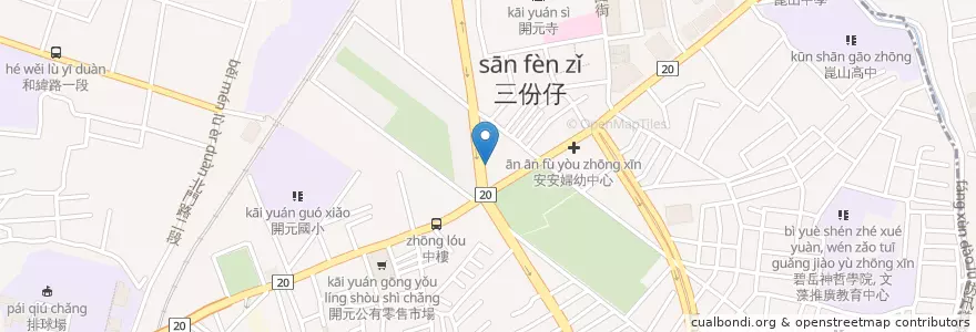 Mapa de ubicacion de 劉家肉粽菜粽專賣 en تايوان, تاينان, 北區.
