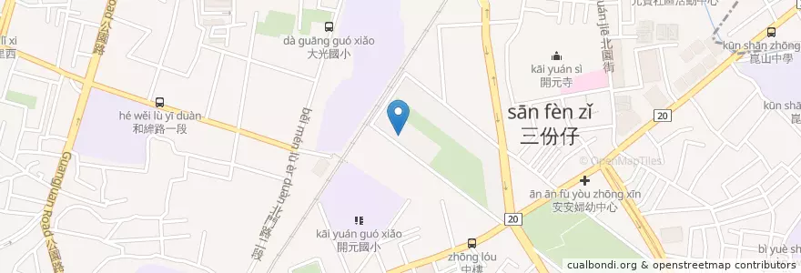 Mapa de ubicacion de 昆布食堂 en 臺灣, 臺南市, 北區.