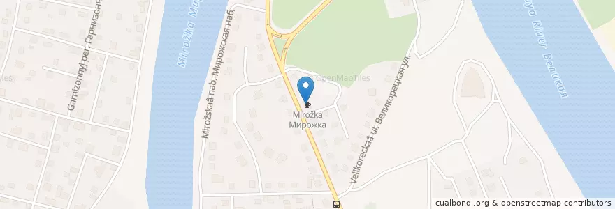 Mapa de ubicacion de Мирожка en Rusland, Северо-Западный Федеральный Округ, Oblast Pskov, Псковский Район, Городской Округ Псков.