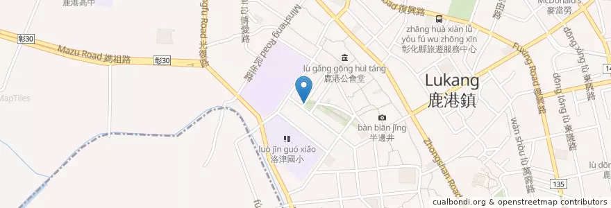 Mapa de ubicacion de 桂花巷藝術村 en Taiwan, 臺灣省, 彰化縣, 鹿港鎮.