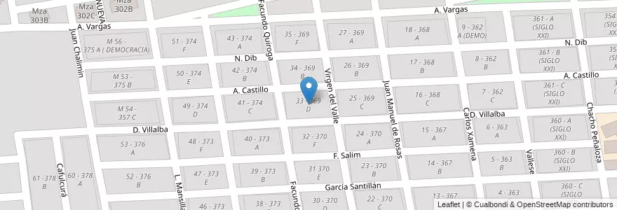 Mapa de ubicacion de 33 - 369 D en Argentina, Salta, Capital, Municipio De Salta, Salta.