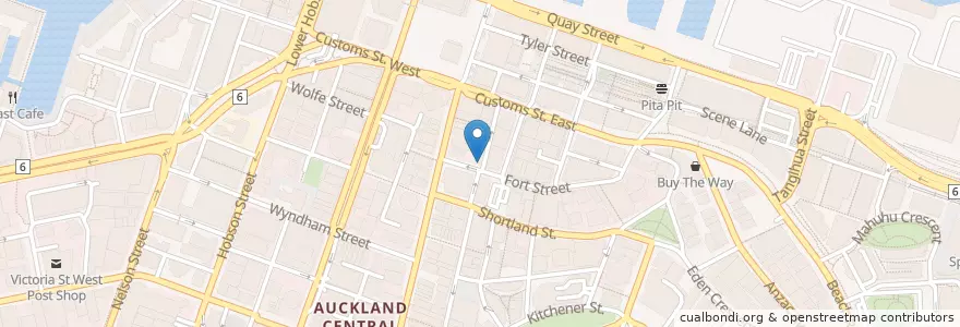Mapa de ubicacion de Kebabs on Queen en Nouvelle-Zélande, Auckland, Waitematā.