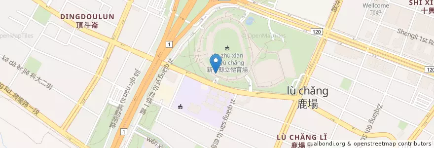 Mapa de ubicacion de 新竹縣立體育場停車場 en Taiwán, Provincia De Taiwán, Condado De Hsinchu, 竹北市.