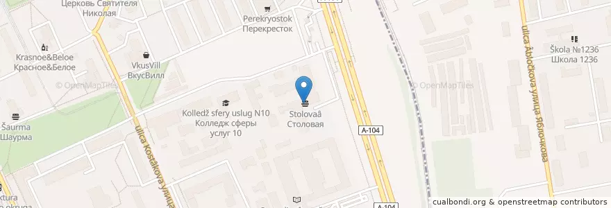 Mapa de ubicacion de Столовая en Rusland, Centraal Federaal District, Moskou, Северный Административный Округ, Тимирязевский Район.
