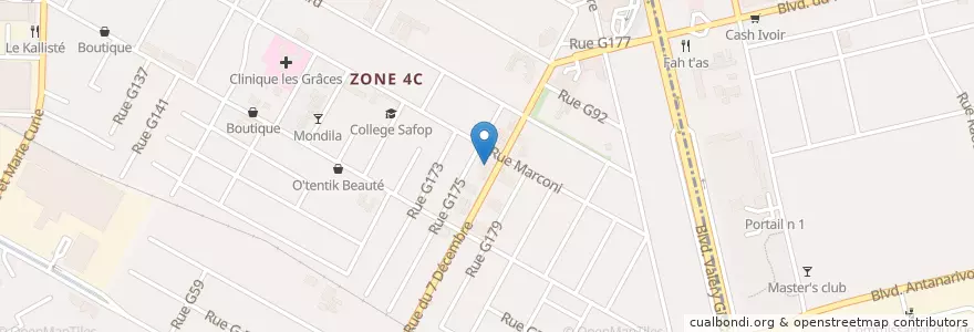 Mapa de ubicacion de Manuella en コートジボワール, アビジャン, Marcory.