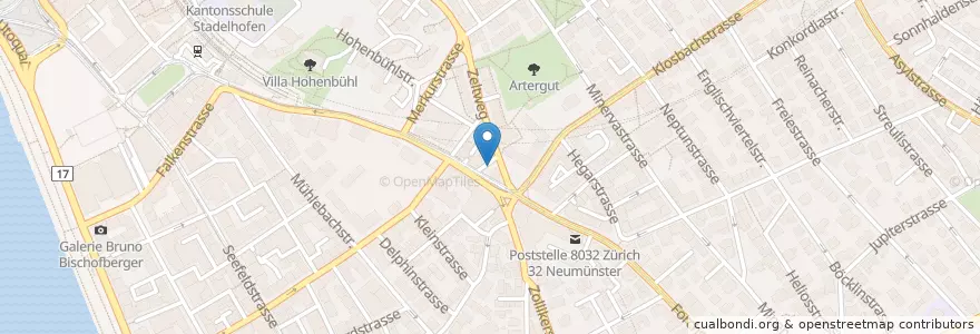 Mapa de ubicacion de Quelle en سويسرا, زيورخ, Bezirk Zürich, Zürich.