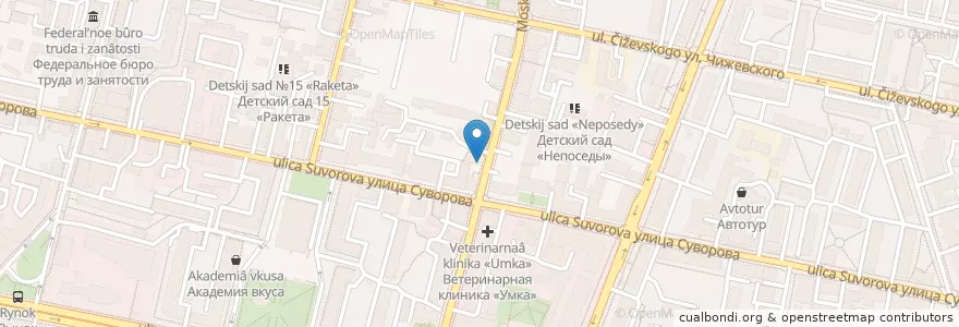 Mapa de ubicacion de Пончики Пирожки en Rusya Federasyonu, Центральный Федеральный Округ, Kaluga Oblastı, Городской Округ Калуга.