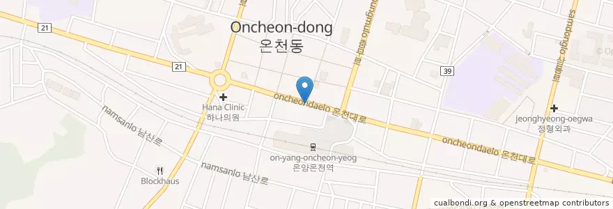 Mapa de ubicacion de 홍콩반점 en 대한민국, 충청남도, 아산시.