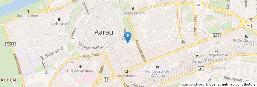 Mapa de ubicacion de Starbucks en Svizzera, Argovia, Bezirk Aarau, Aarau.