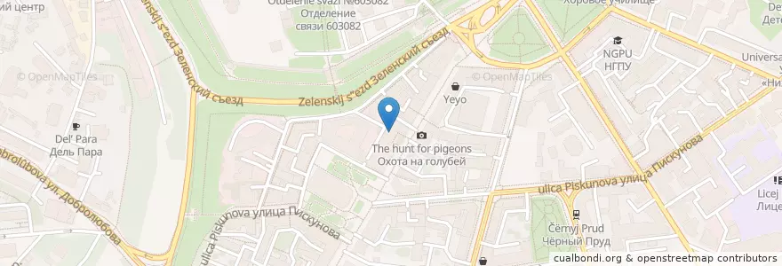 Mapa de ubicacion de Bubble Cafe en Rusia, Приволжский Федеральный Округ, Óblast De Nizhni Nóvgorod, Городской Округ Нижний Новгород.
