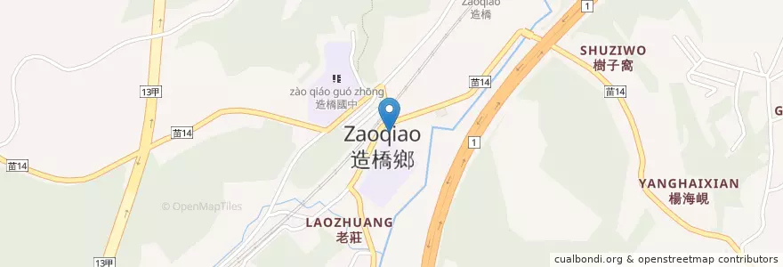 Mapa de ubicacion de 造橋鄉公所 en 台湾, 台湾省, 苗栗県, 造橋郷.