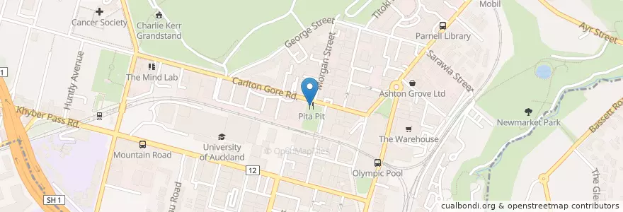 Mapa de ubicacion de Pita Pit en ニュージーランド, オークランド, Waitematā.