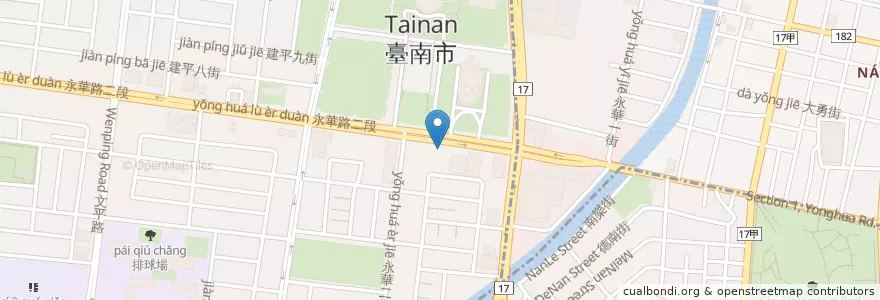 Mapa de ubicacion de 寬心園 en Taiwan, 臺南市, 安平區.
