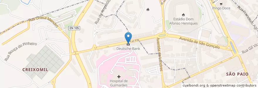 Mapa de ubicacion de Deutsche Bank en Portugal, North, Braga, Ave, Guimarães.