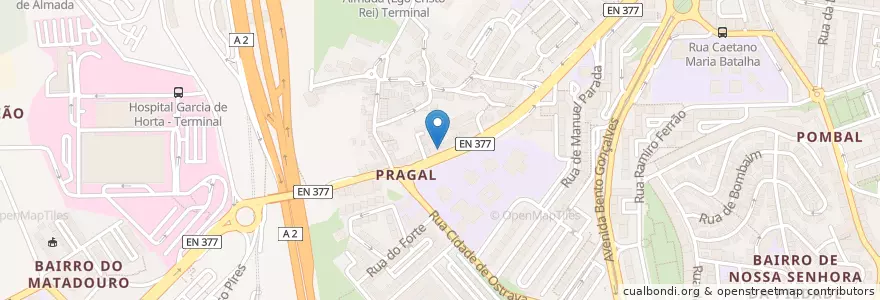 Mapa de ubicacion de A Tasca do Zé en Portekiz, Área Metropolitana De Lisboa, Setúbal, Península De Setúbal, Almada, Almada, Cova Da Piedade, Pragal E Cacilhas.