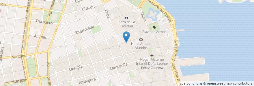 Mapa de ubicacion de Pizza Cafeteria en Cuba, La Habana, La Habana Vieja.