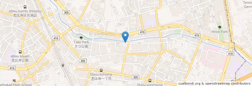 Mapa de ubicacion de Cafe+Bar EBISUBASHI en Япония, Токио, Сибуя, Эбису.