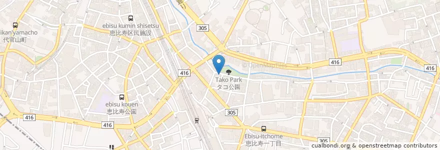 Mapa de ubicacion de 京都まろまろ en Japón, Tokio, Shibuya, Ebisu.