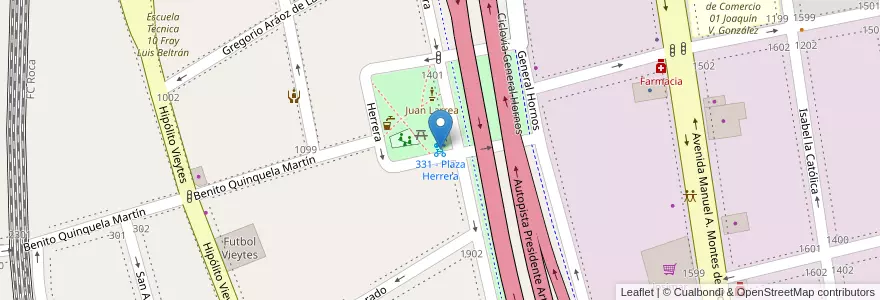 Mapa de ubicacion de 331 - Plaza Herrera en 阿根廷, Ciudad Autónoma De Buenos Aires, Comuna 4, 布宜诺斯艾利斯.