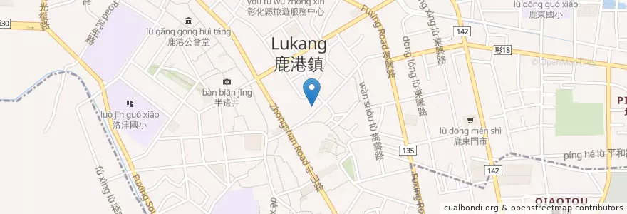Mapa de ubicacion de 合作金庫商業銀行 en Taiwan, 臺灣省, 彰化縣, 鹿港鎮.