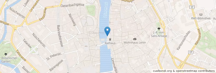Mapa de ubicacion de Rathaus-Café en Suisse, Zurich, District De Zurich, Zurich.