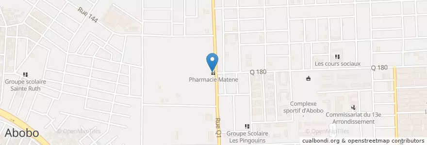 Mapa de ubicacion de Pharmacie Matene en 코트디부아르, 아비장, Abobo.