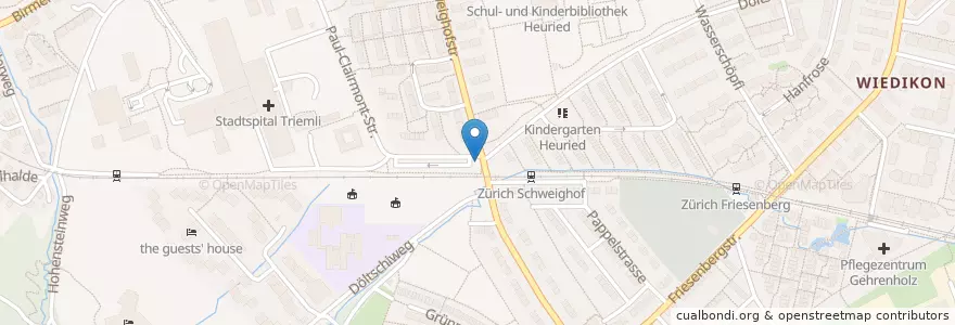 Mapa de ubicacion de Notwasserbrunnen en Suisse, Zurich, District De Zurich, Zurich.