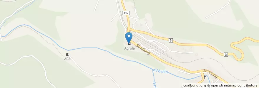 Mapa de ubicacion de Agrola en Suiza, Grisones, Albula, Albula/Alvra.