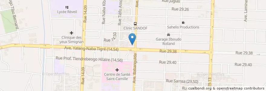 Mapa de ubicacion de OTAM 1200 en بورکینافاسو, Centre, Kadiogo, اوآگادوگو.