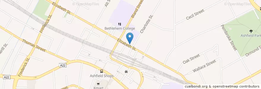 Mapa de ubicacion de Ashfield Service Station en Australië, Nieuw-Zuid-Wales, Inner West Council, Sydney.