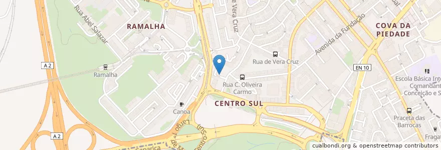 Mapa de ubicacion de A Cerca en Portekiz, Área Metropolitana De Lisboa, Setúbal, Península De Setúbal, Almada.