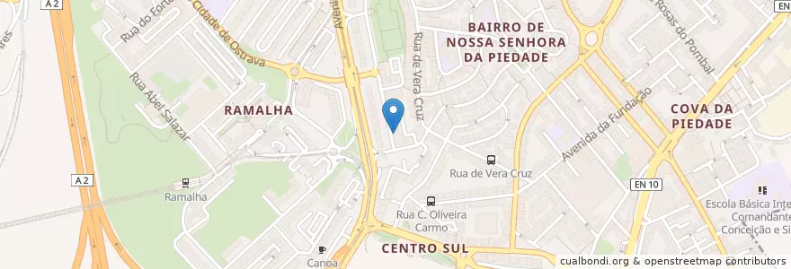 Mapa de ubicacion de Rio Coura II en Portekiz, Área Metropolitana De Lisboa, Setúbal, Península De Setúbal, Almada.